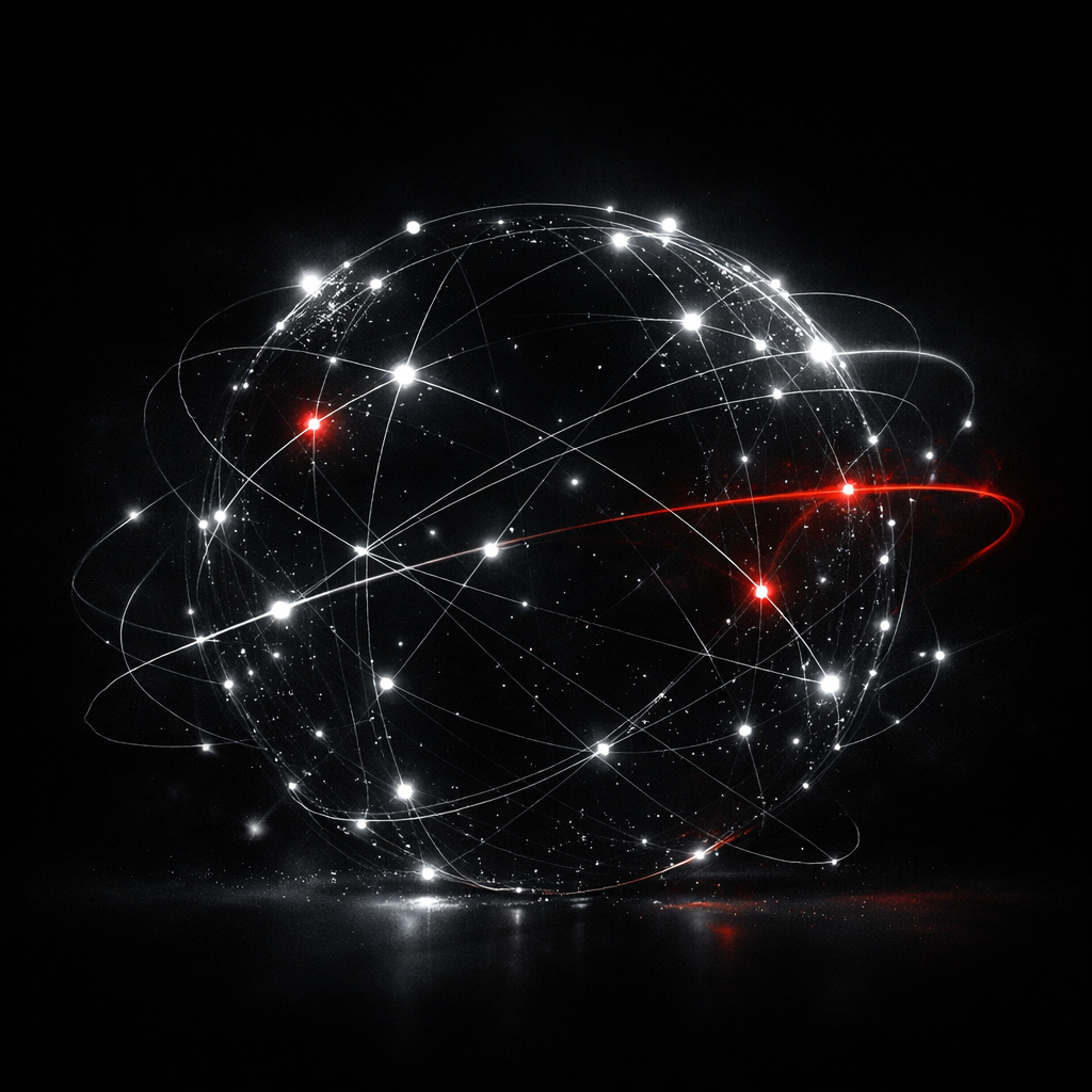 Abstract globe of interconnected light trails